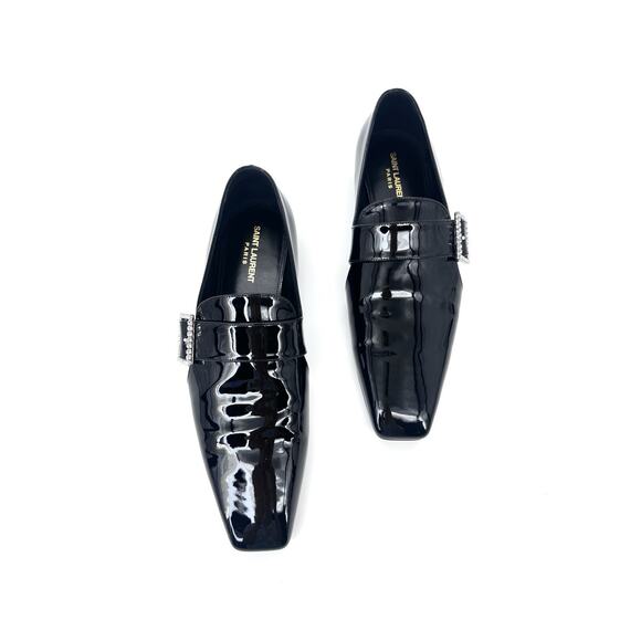 NIB Saint Laurent Tristan Loafers EU 42 US 9 Crystal Black Patent Leather $1,390 main image 13